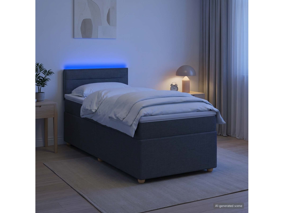 Vidaxl Cama Box Spring Com Colchão Cinzento-escuro 90 X 200 Cm Tecido