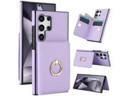 Capa Carteira Para Samsung S26 Ultra Com Porta Cartões, Anel 360° E Proteção Rfid Roxo Hexinyigjly