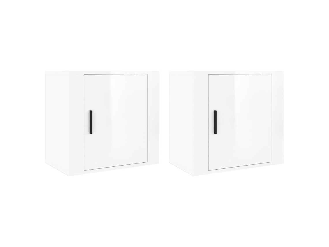Conjunto de mesas de cabeceira de parede brancas brilhantes MAISON EXCLUSIVE 50x30x47 cm