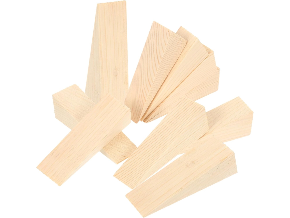 Conjunto De 10 Cunhas Madeira Triangulares À Prova Vento Para Batente Porta,10x3x3 Cm,