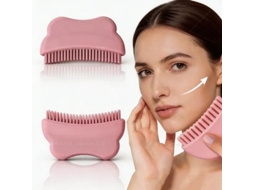 Escova Facial para Drenagem Linfática, Cerdas de Silicone, Promove a Drenagem Linfática e Reduz o Inchaço, 2 Unidades Rosa. SIURN
