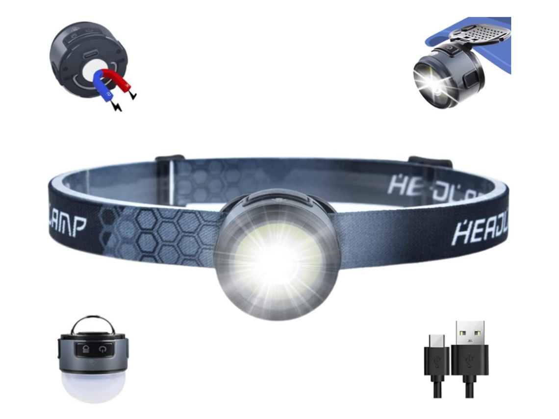 Lanterna De Cabeça Recarregável, Farol De Led Portátil 7 Modos Com Luz Vermelha, Luz De Trabalho Magnética Com Gancho, Lanterna Ipx4 À Prova