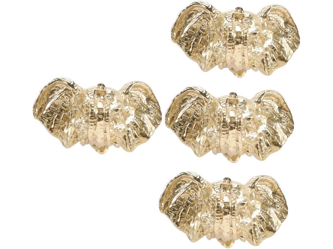 Conjunto De 4 Puxadores Decorativos Em Latão Com Cabeça De Elefante Para Móveis.