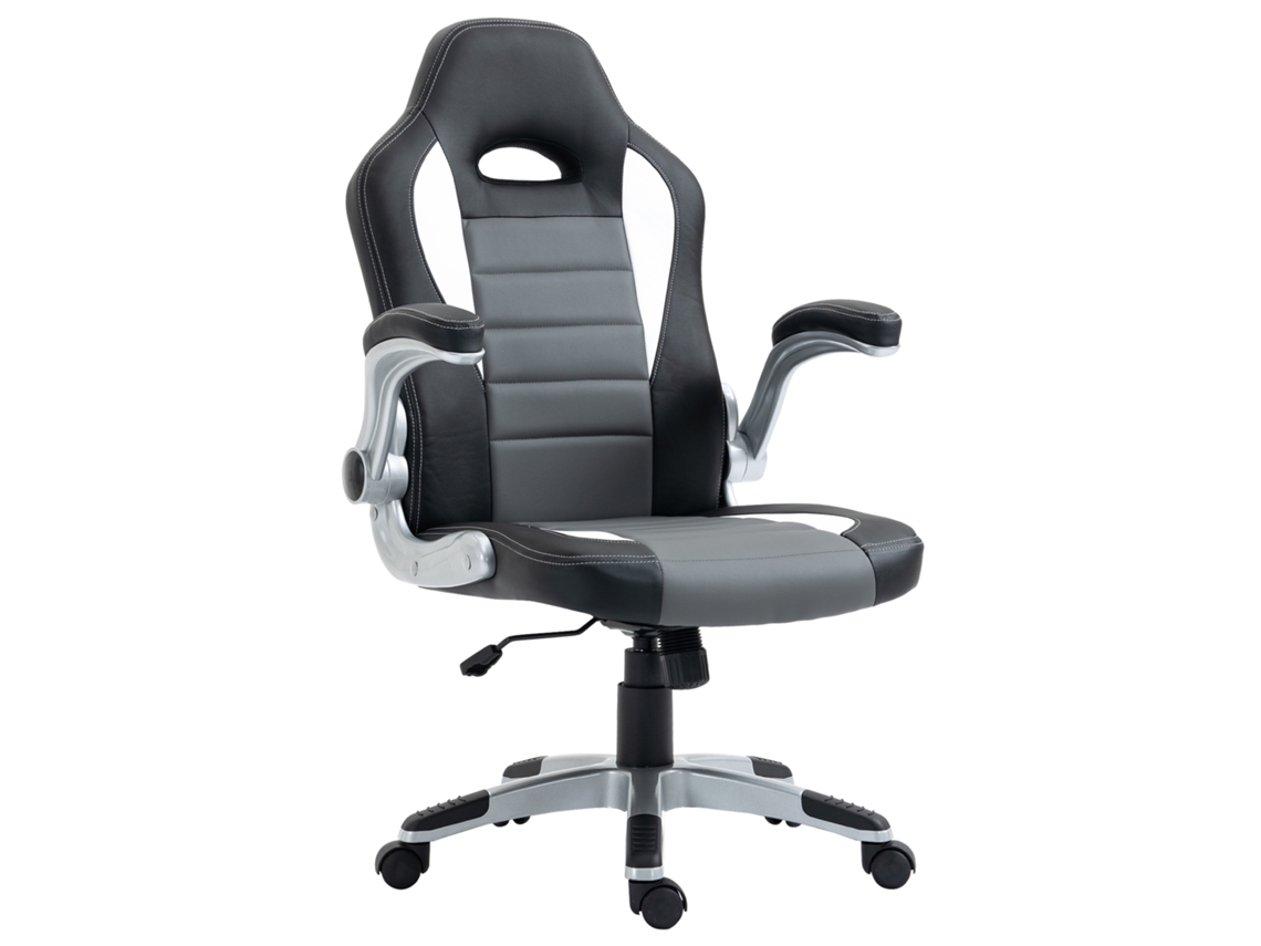 Cadeira Ergonómica Braços Dobráveis Cinza