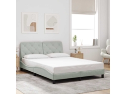 Vidaxl Estrutura De Cama Sem Colchão 140x200 Cm Veludo Cinzento-claro