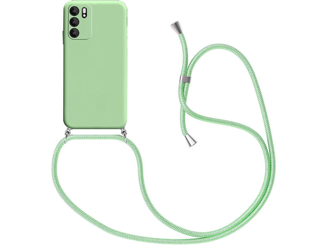 Capa com Cordão Reno Colar Elegante Protetora para Oppo Reno 6 5G 6,43 HONGWE. Silicone Verde