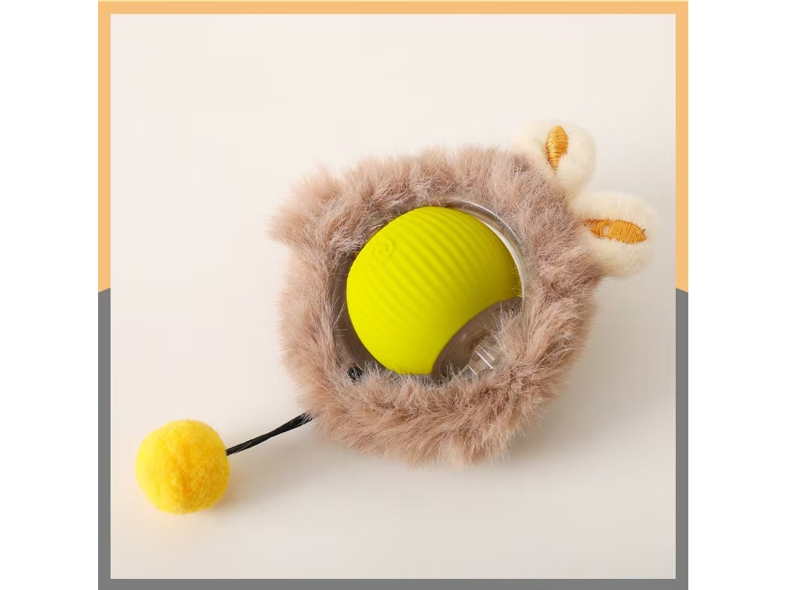 Brinquedo Interativo Bola Silicone Com Cauda Rápida 2.0,3 Modos De Luz Para Gatos Indoor Amarelo Hexinyigjly