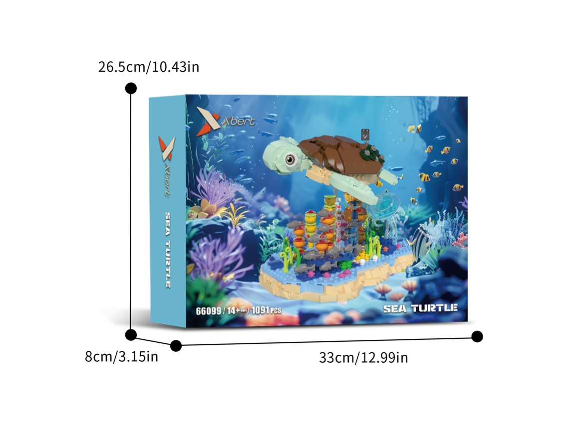 Conjunto de Blocos de Construção Série Animal com 1091 Peças Tartaruga Marinha MDUG (66099)