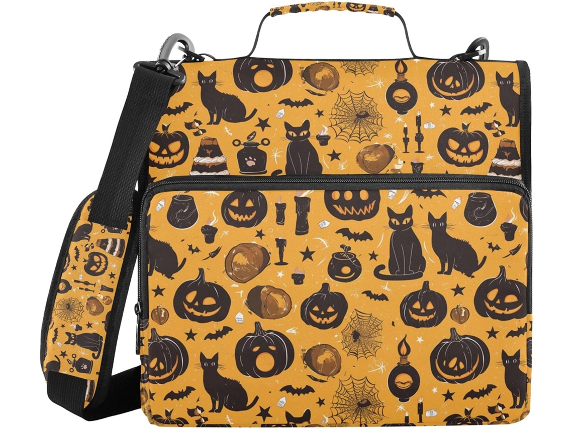 Pasta gótica de Halloween com estampa de abóbora e preta, com bolsas extras, para ombro e mão, diversas opções de bolsas, 3 unidades.