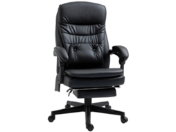 Cadeira de Escritório com Massagem em Couro Sintético e Porta Usb, 64x69x107 115cm, Preta CHEZMOI