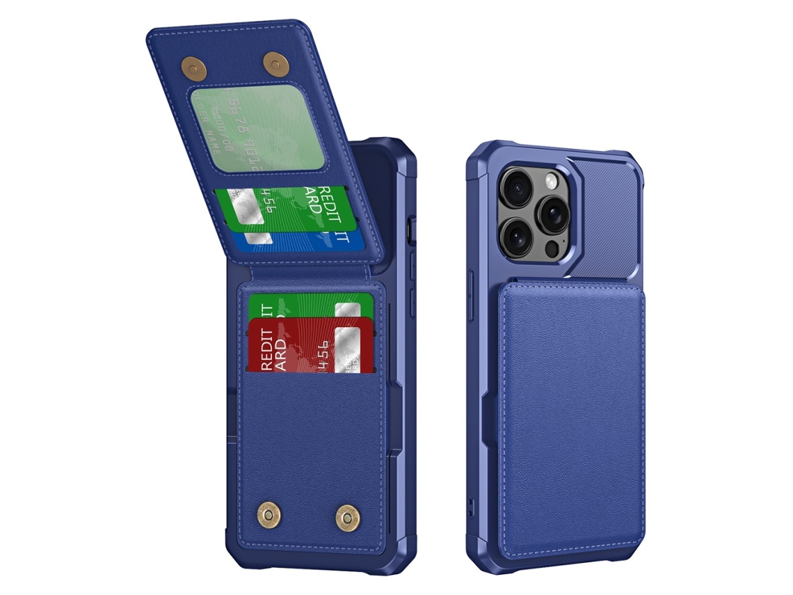 Suporte Casa Para Iphone 15 Pro Pele Sintética Com Porta-cartões Bege
