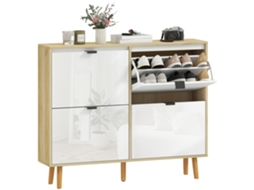 Sapateira Moderna e Compacta com 4 Gavetas Basculantes para 20 Pares de Sapatos, 105 X 24 X 92,5 Cm, Branca. PENGJIANG SHOP