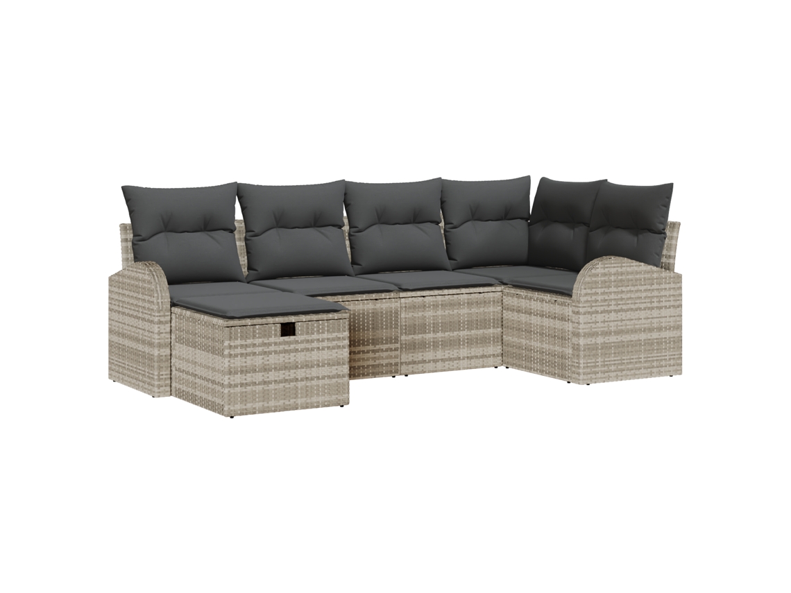 Conjunto 6 Conjunto De Sofá De Jardim Vidaxl Cinzento-claro Vime Pe (234 X 124 X 85 Cm)