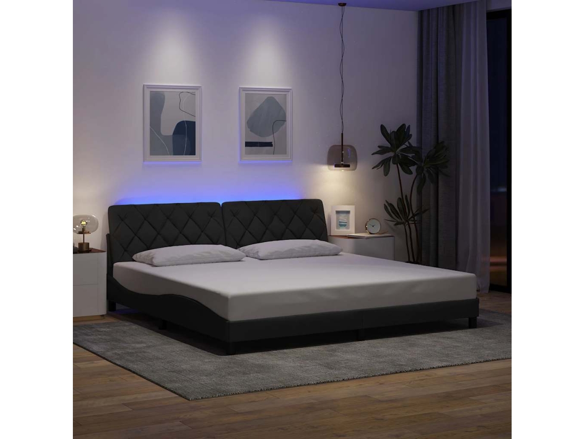 Vidaxl Estrutura De Cama Com Led Sem Colchão 200x200 Cm Tecido