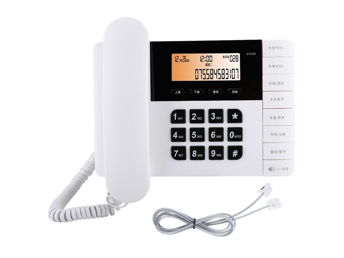 Telefone Residencial Sem Fio W598 Para Telefone Fixo, Telefone De Mesa, Celular, Escritório Em Casa, Telefone De Mesa, Branco Brilvibera