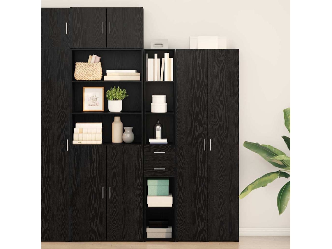 Vidaxl Estante Com Gaveta Carvalho Preto 30 X 42,4 X 185,2 Cm