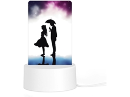 Luminária noturna LED acrílica plug and play com base de plástico, design de silhueta de anime.