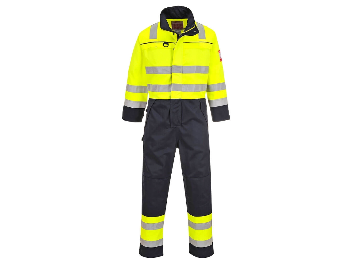 Macacão Multi-norm De Alta Visibilidade Para Proteção Do Trabalho Azul Marinho E Amarelo / Xl