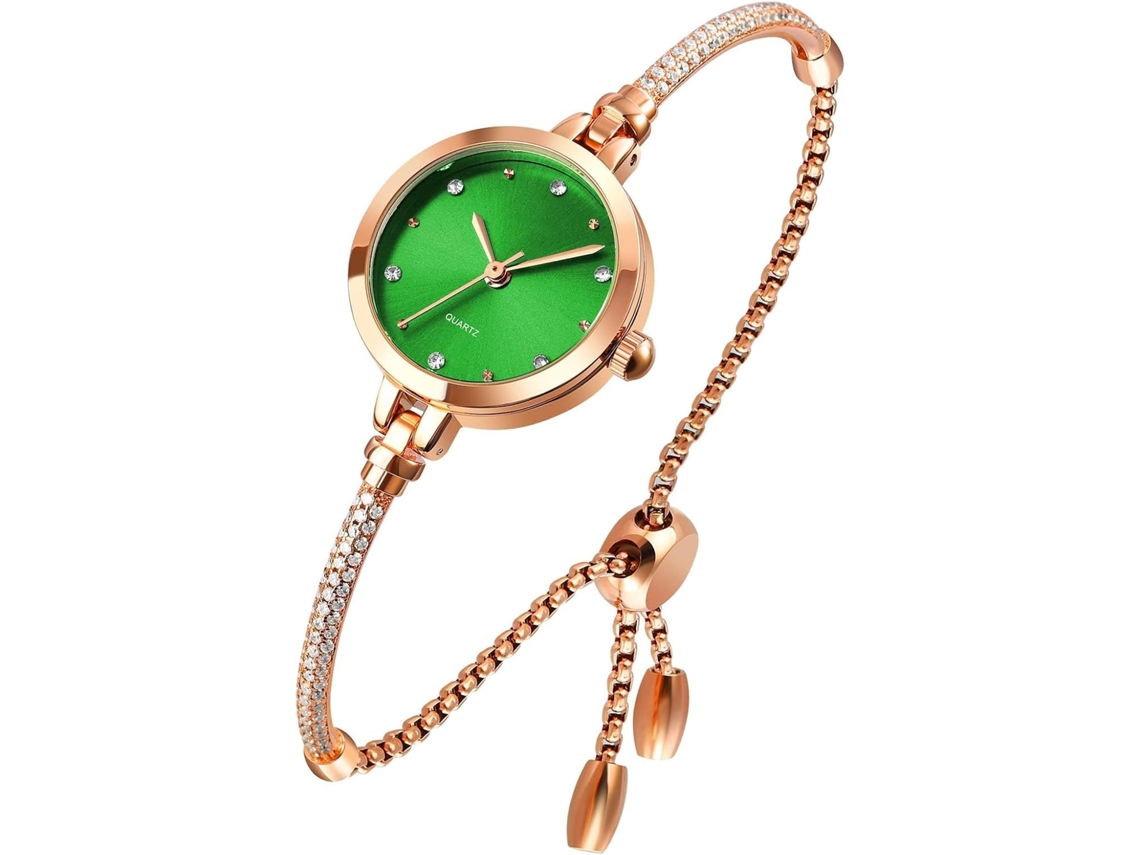 Lurelia Relógio Feminino, Movimento De Quartzo, Detalhes Com Strass, 0,31 Polegadas, 8 Mm, Resistente À Água, Rosa Ouro, Vermelho