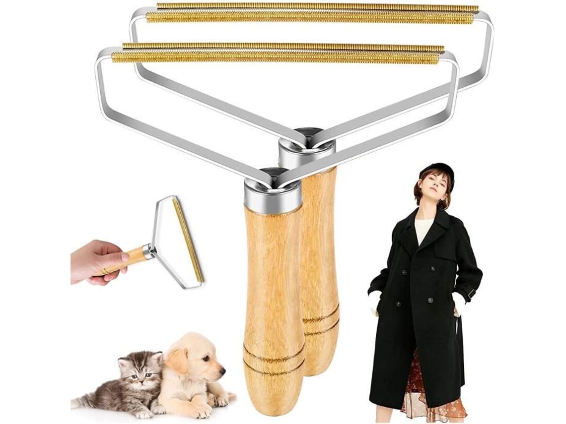 Removedor de fiapos, 2 peças portátil removedor de fiapos com alça de madeira manual anti escova de cabelo escova portátil removedor de fiapos PILPOIL