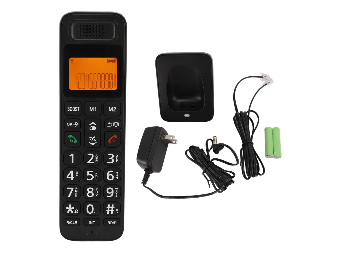 Telefone Sem Fio Com Teclas Grandes Tela Iluminada Amarela E Função Loudspeaker Plug Us
