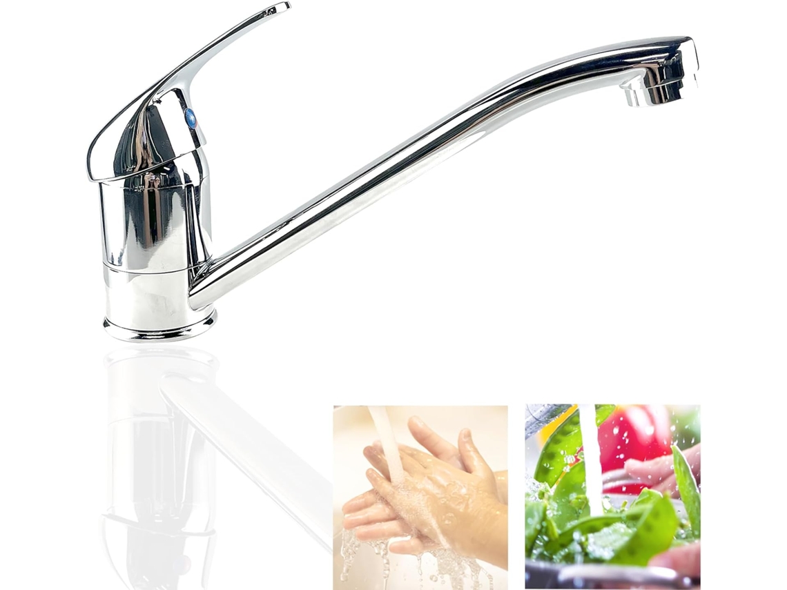Misturador De Cozinha Com Alavanca Única Cromado, Torneira Com Jato, Misturador Com Spray, Rotação De 90°, Lumten