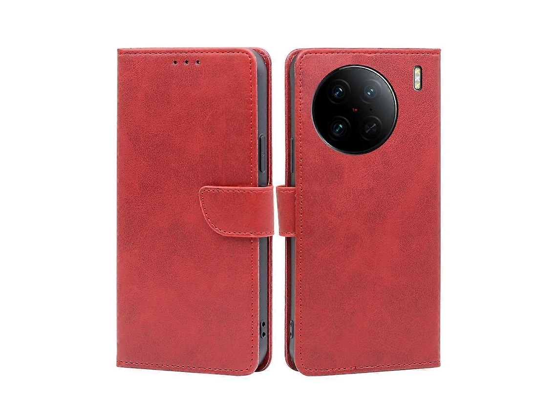 Capa De Celular De Couro Com Fivela E Textura De Panturrilha Para Vivo X90 Pro