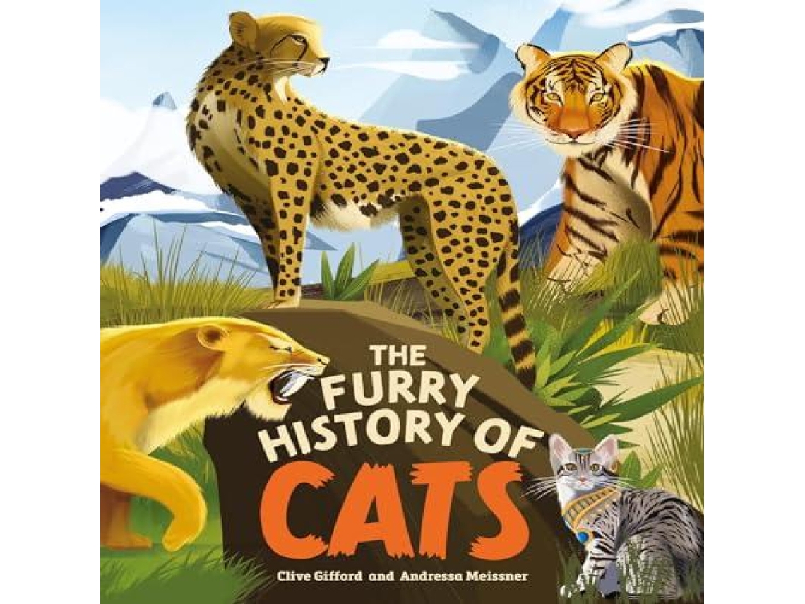 Livro Furry History of Cats de Clive Gifford (Inglês)