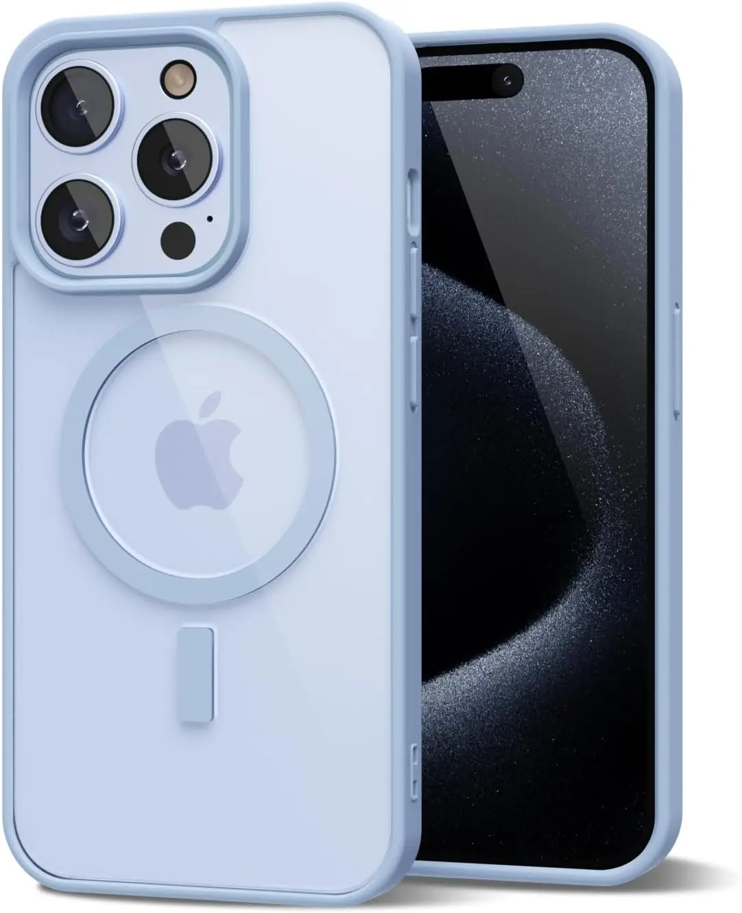 Capa Protetora Híbrida Yuanfeng Azul Para Iphone 15 Pro, Completa Com Acessórios.