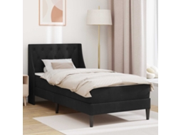 Vidaxl Estrutura De Cama Com Colchão Preto 90 X 190 Cm Veludo