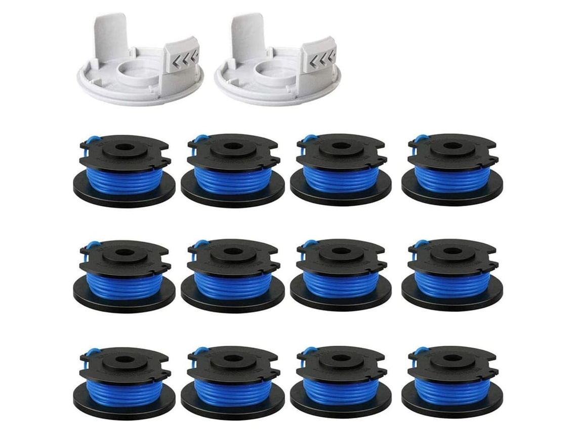 Bobina De Linha De Reposição Para Ryobi One+ Ac14rl3a 18v 24v 40v 1.65mm 11 Pés (12 Bobinas + 2 Plugues)