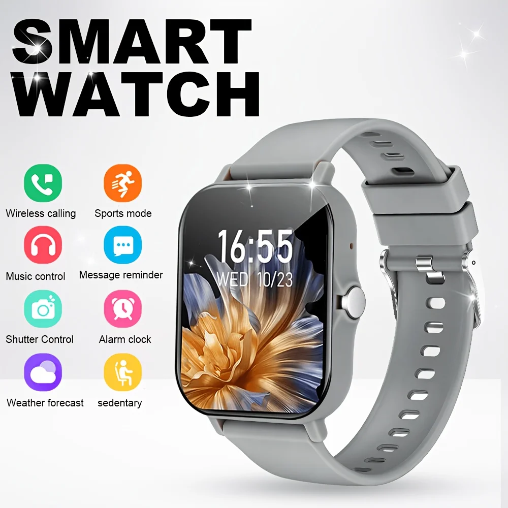 (prateado) Nova Versão Atualizada Do Smartwatch Com Tela Sensível Ao Toque De 1,83 Polegadas.