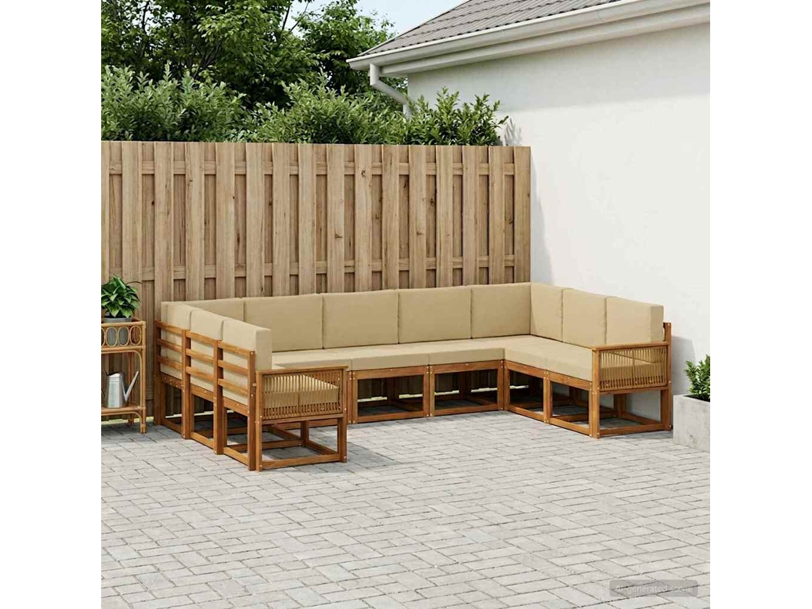 Vidaxl Conjunto De Sofás Para Exterior 9 Unid. Natural E Bege