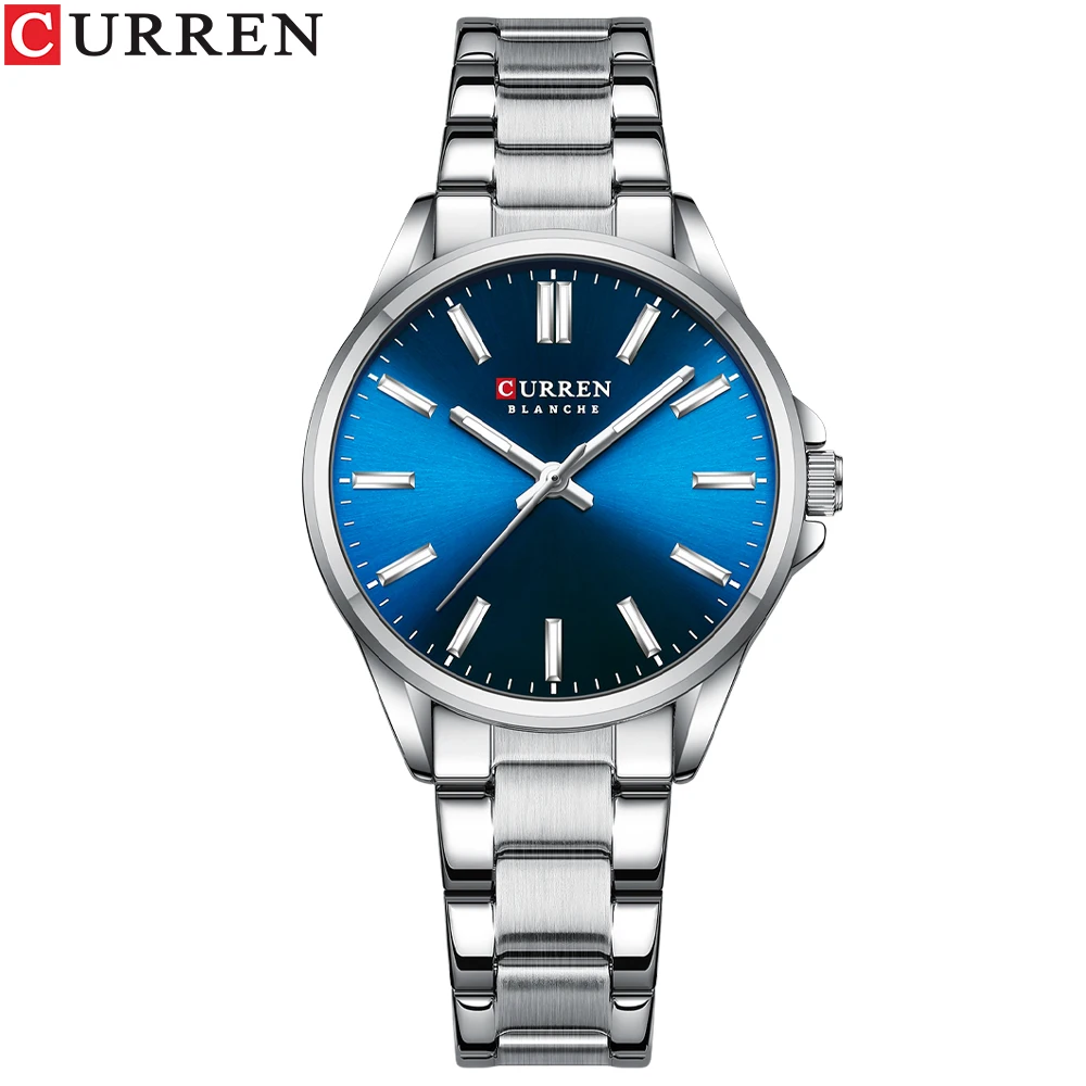 Relógio Feminino (azul Prateado), Relógio De Luxo Moderno Em Aço Inoxidável À Prova D'água.