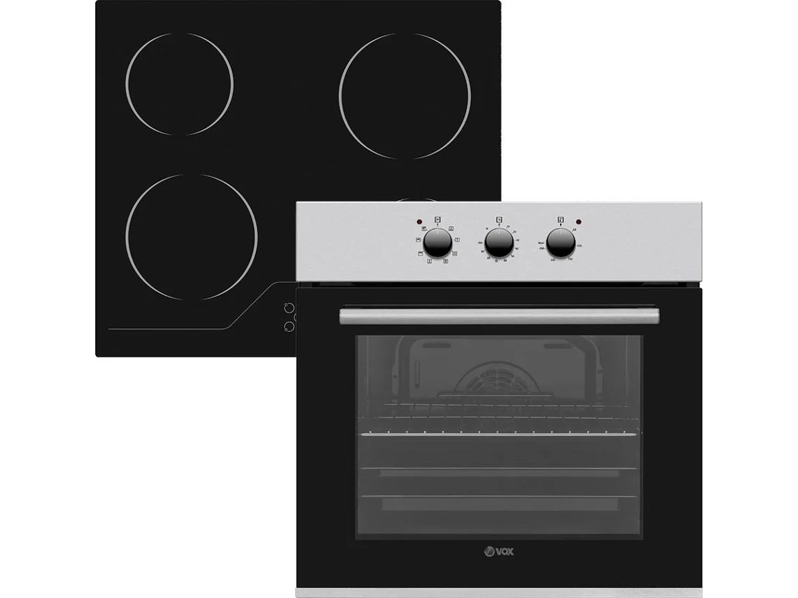 Forno + PLaca de Vitrocerâmica VOX SET2111401 (Forno 65 L - Inox - Placa Preto)