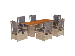 Maison Exclusive - 7 Pcs Conjunto De Jantar P/ Jardim Com Almofadões Vime Pe Bege