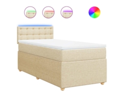 Cama com Molas/colchão 100x200 Cm Tecido Cor Creme MAISON EXCLUSIVE