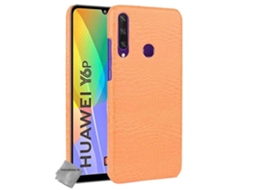 Capa Rígida De Couro Sintético De Crocodilo Para Huawei Y6p Vidro Temperado - Laranja