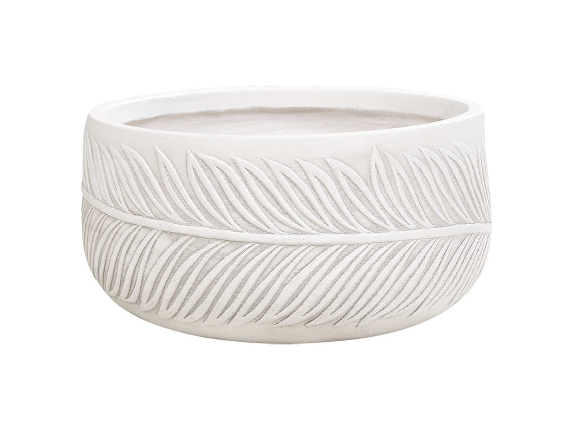 Vaso Beliani Ftero De Fibra De Argila Branco Creme 35x35x19