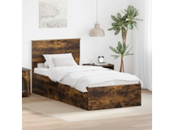 Vidaxl Estrutura Da Cama Com Cabeceira Carvalho Defumado 75 X 190 Cm