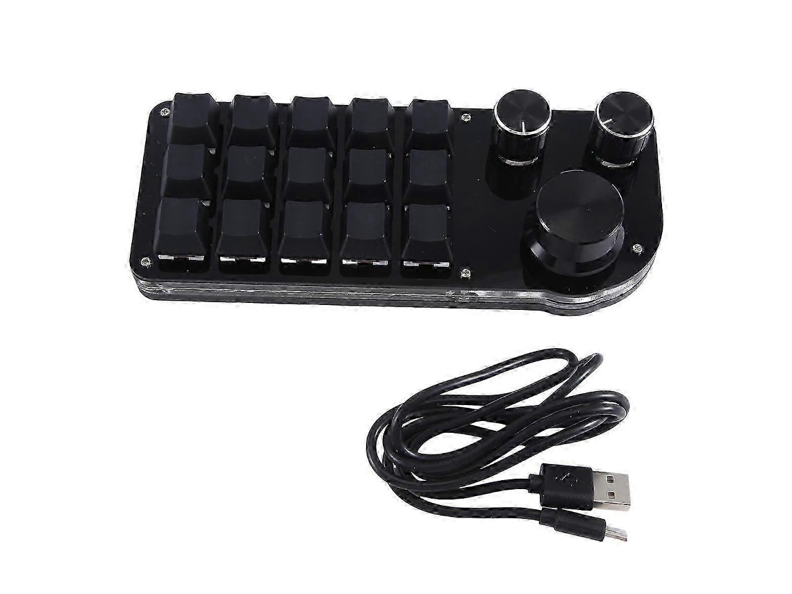 Teclado Macro Custom 15 Teclas 3 Botões Rgb Mini Para Programação E Jogos