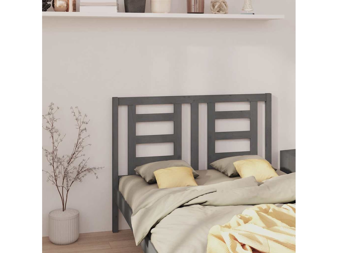 Vidaxl Cabeceira De Cama 126x4x100 Cm Pinho Maciço Cinzento