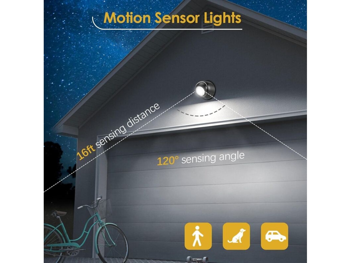 Luminária de Parede Led Sem Fio À Prova D'água 6000k com Sensor de Movimento, Liga/desliga Automático , Fm BRILVIBERA (2 Unidades, Branco Frio)