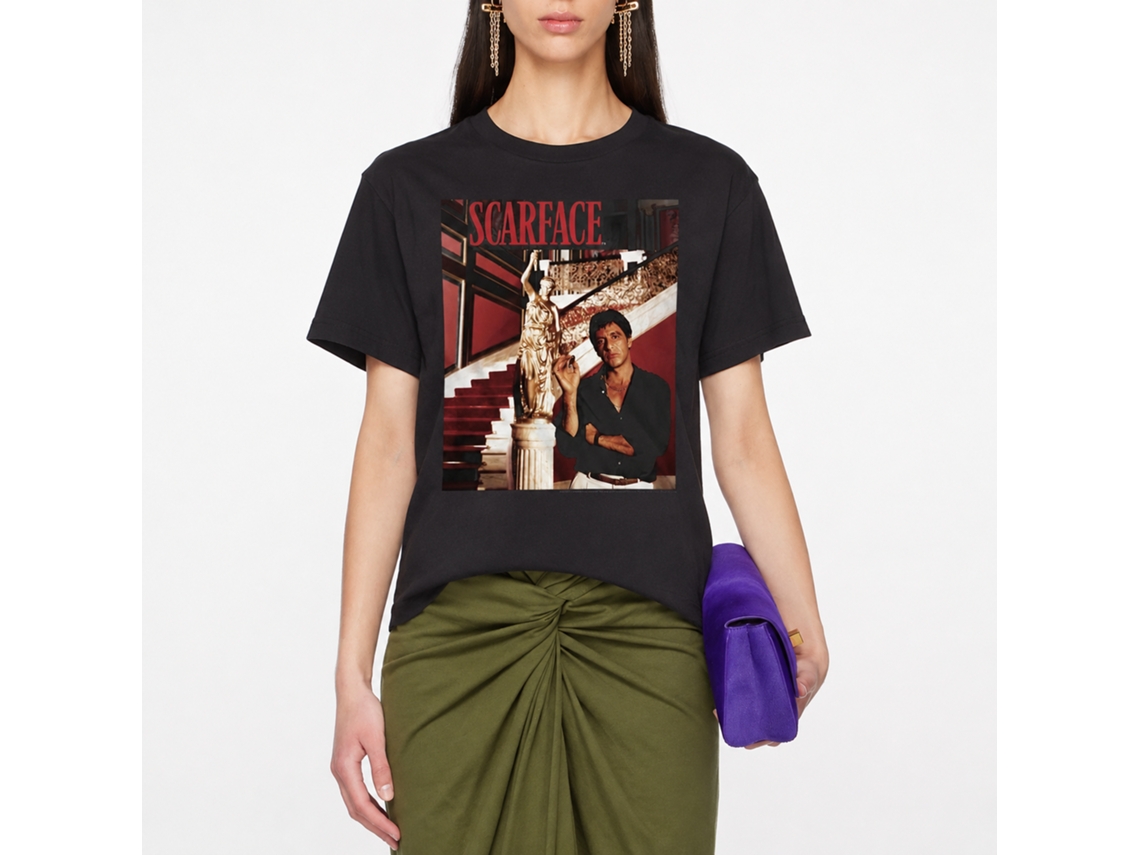 Rockinstone Scarface Movie Statue Stairs Black Adult T-shirt Size:l
