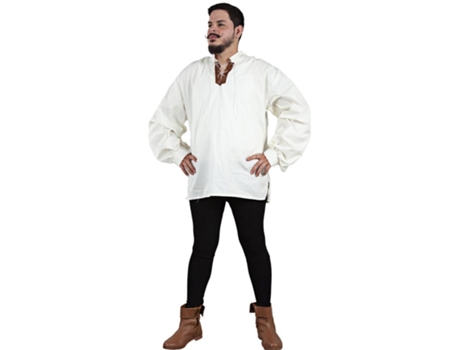 Camisa branca de estalajadeiro medieval para homens