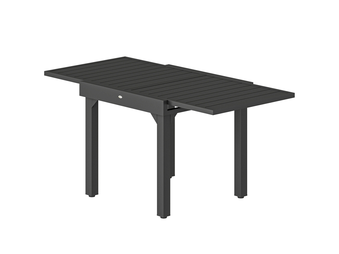 Mesa de jardim extensível 80/160 cm, retangular, preta, para 4 a 6 pessoas, terraço | S/MARCA