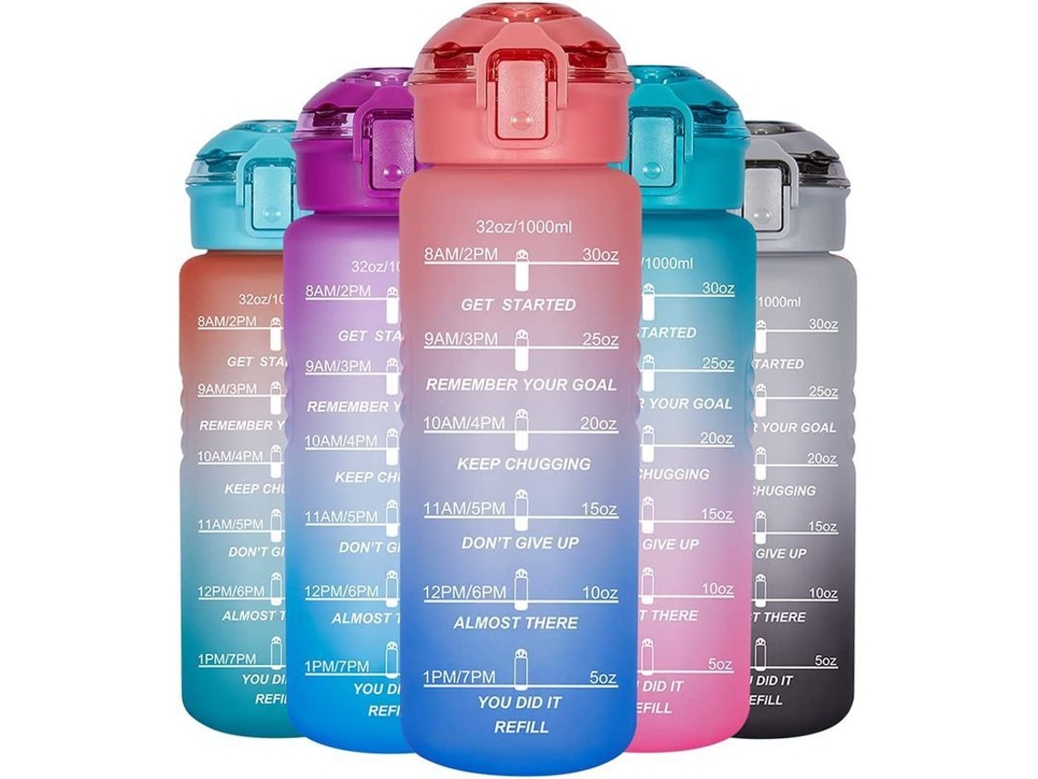 Garrafa de Água 32oz com Marcador de Hora Filtro Removível BPA Free À Prova de Vazamentos Nova Line S/MARCA