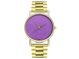 Relógio de Pulso Feminino Analógico de Quartzo com Pulseira de Aço Redondo Presente Roxo