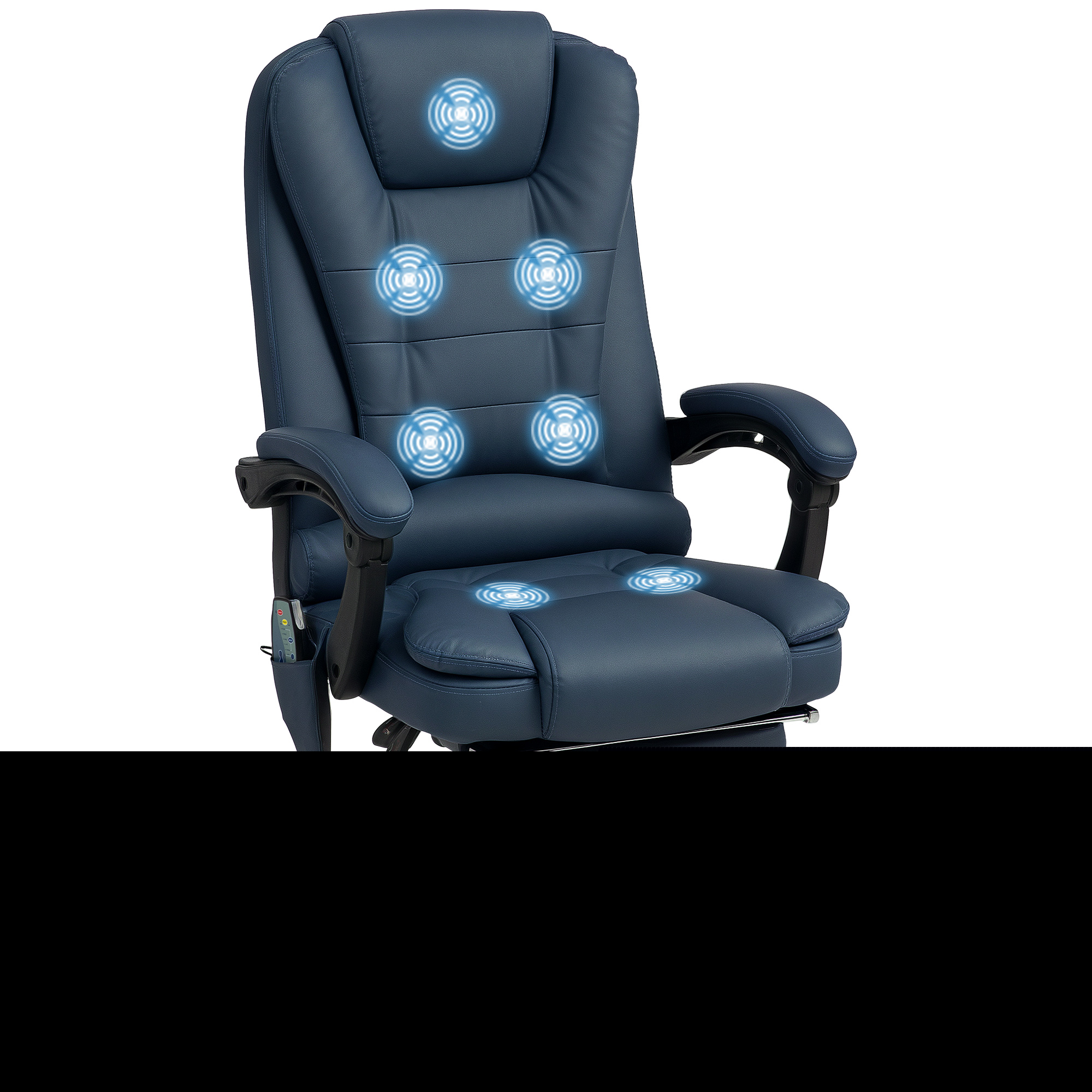 Cadeira De Escritório Com Função De Massagem, Altura Ajustável, Encosto Reclinável E Controle Remoto Com Fio, Azul.ergonômica E Confortável,