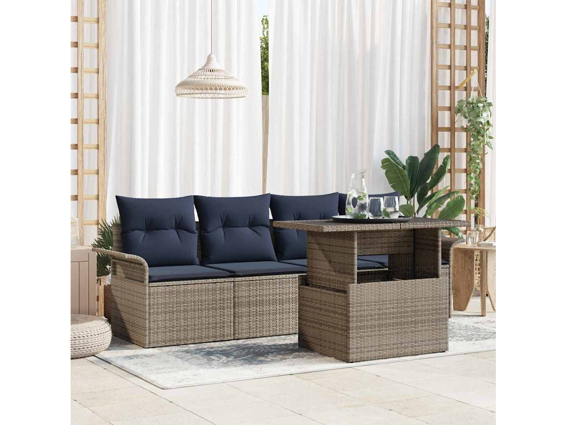 Vidaxl Conjunto De Sofá De Jardim 5 Unid. Cinzeto